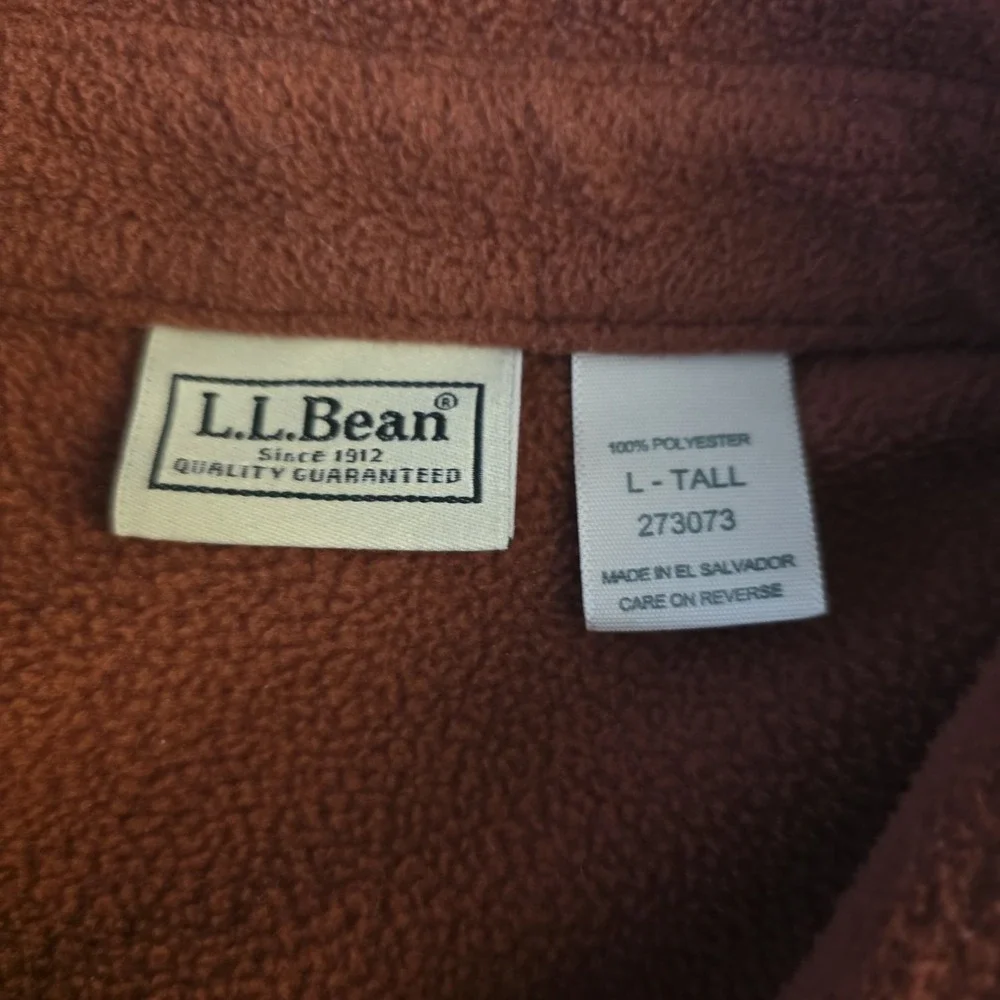 Lot 2 LL Bean Men Red Green Fleece Full Button Shirt Jacket‎ Sweater Large TALL
